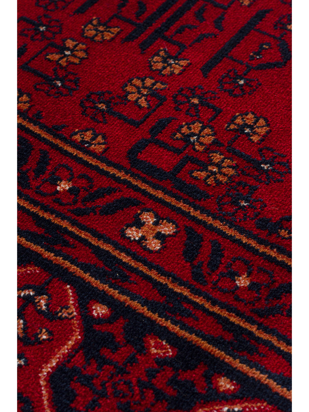 Paghman Series Afghan Patterned Viscose Dense Woven Non-Slip Based Thin Machine-Made Carpet 04 RED