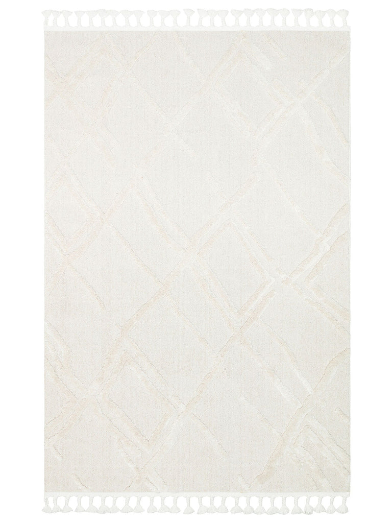 Tabasco Series Ethnic Patterned Living Room Hallway Corridor Entrance Modern Scandinavian Carpet TAB 03 WHITE