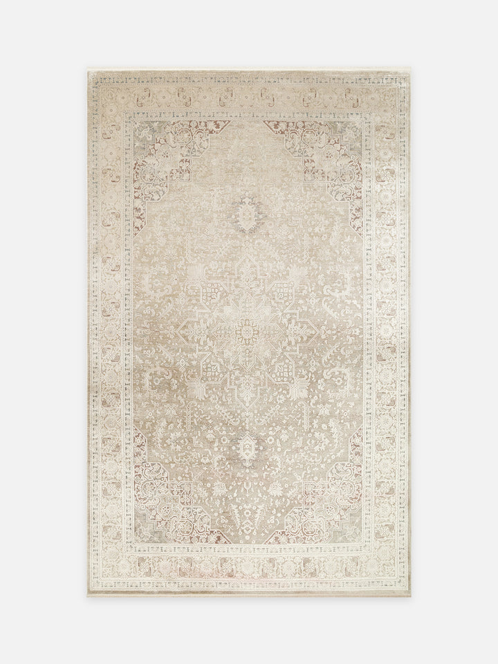 Golden Serisi %100 Naturel Yumuşak Dokulu Vintage Esintilere Sahip Sık Dokuma Salon Halısı 02 BEIGE - Carpetdocia - kusbakisi