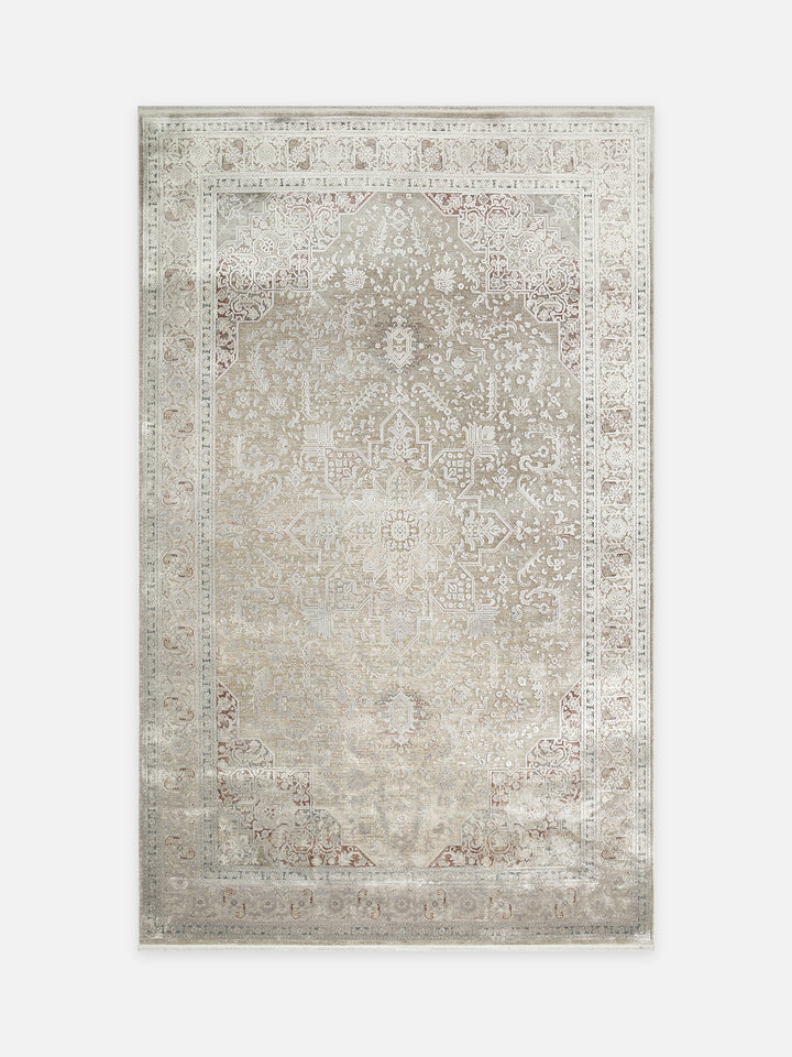 Golden Serisi %100 Naturel Yumuşak Dokulu Vintage Esintilere Sahip Sık Dokuma Salon Halısı 02 GREY - Carpetdocia - kusbakisi