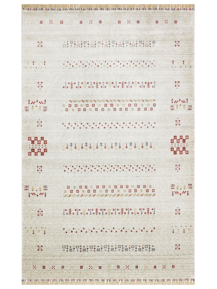Oushak Carnaval %100 natürlich, leicht zu reinigen, handgefertigter TENCEL™ moderner Uşak-Teppich 06 BEIGE