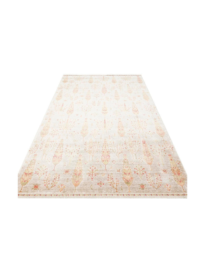 Oushak Carnaval %100 natürlich, leicht zu reinigen, handgefertigter TENCEL™ moderner Uşak-Teppich 08 BEIGE AUTUMN
