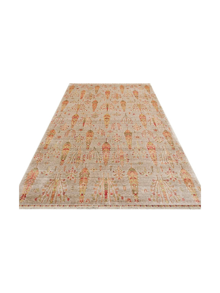 Oushak Carnaval %100 natürlich, leicht zu reinigen, handgefertigter TENCEL™ moderner Uşak-Teppich 08 BEIGE AUTUMN
