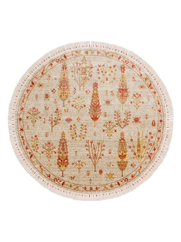 Oushak Carnaval Tapis Uşak Moderne TENCEL™ 100 % Naturel, Facile à Nettoyer, Fait Main 08 BEIGE AUTUMN Q