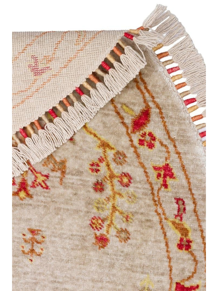 Oushak Carnaval Tapis Uşak Moderne TENCEL™ 100 % Naturel, Facile à Nettoyer, Fait Main 08 BEIGE AUTUMN Q