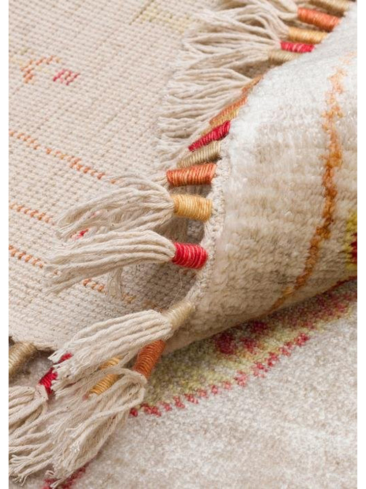 Oushak Carnaval Tapis Uşak Moderne TENCEL™ 100 % Naturel, Facile à Nettoyer, Fait Main 08 BEIGE AUTUMN Q