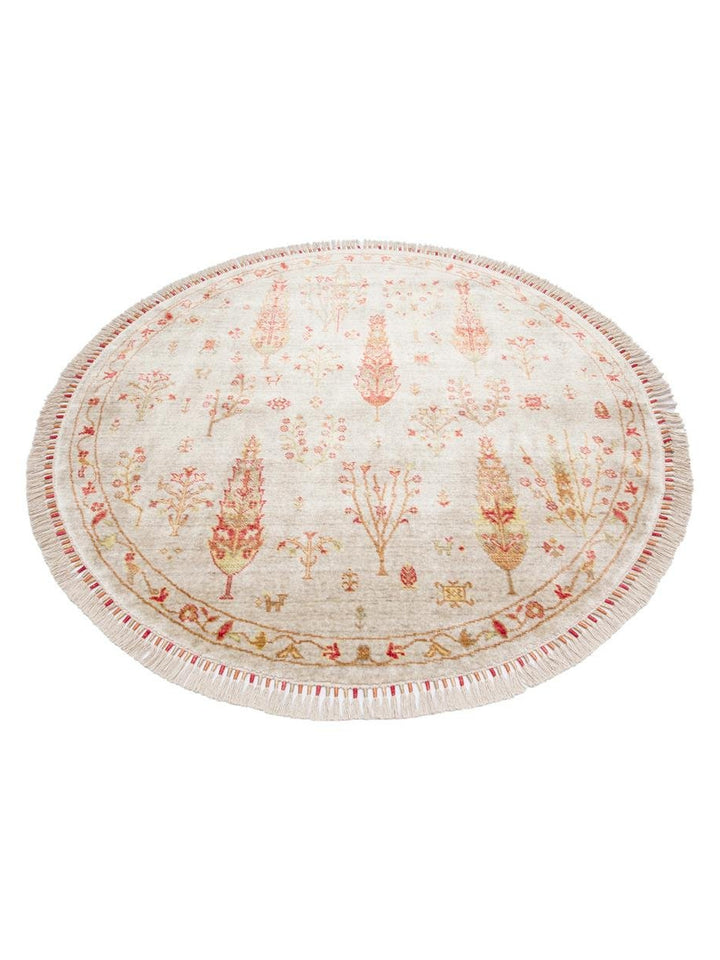 Oushak Carnaval Tapis Uşak Moderne TENCEL™ 100 % Naturel, Facile à Nettoyer, Fait Main 08 BEIGE AUTUMN Q