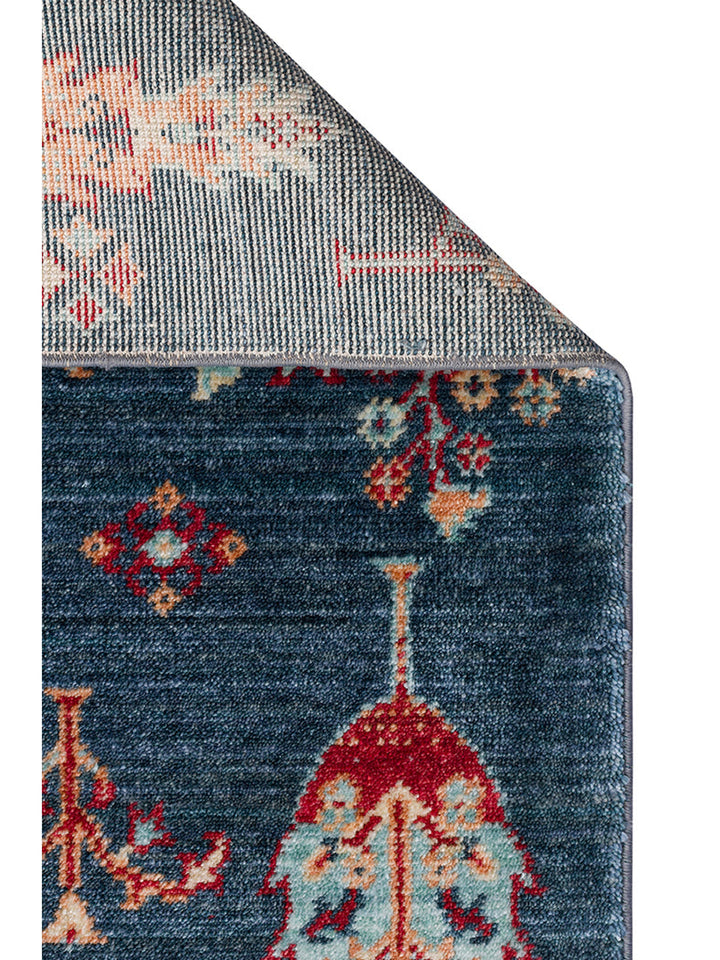 Oushak Carnaval 100% natürliche, leicht zu reinigende, handgefertigte TENCEL™ moderner Uşak-Teppich 08 NAVY TURQUOISE