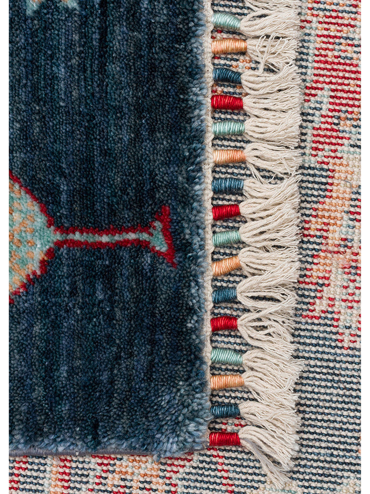 Oushak Carnaval 100% natürliche, leicht zu reinigende, handgefertigte TENCEL™ moderner Uşak-Teppich 08 NAVY TURQUOISE