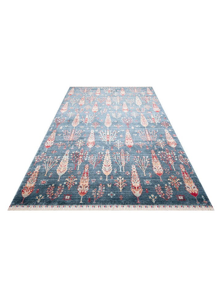 Oushak Carnaval 100% natürliche, leicht zu reinigende, handgefertigte TENCEL™ moderner Uşak-Teppich 08 NAVY TURQUOISE
