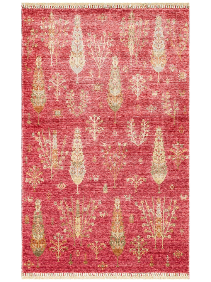 Oushak Carnaval %100 natürlich, leicht zu reinigen, handgefertigter TENCEL™ moderner Uşak-Teppich 08 RED AUTUMN