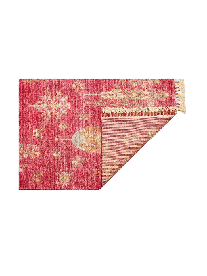 Oushak Carnaval %100 natürlich, leicht zu reinigen, handgefertigter TENCEL™ moderner Uşak-Teppich 08 RED AUTUMN