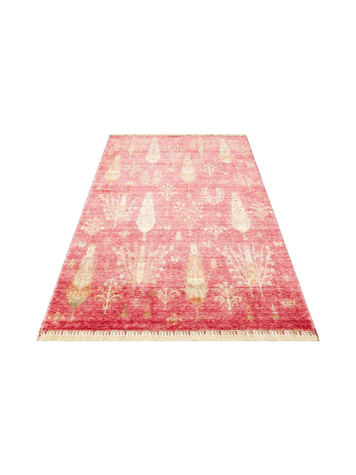 Oushak Carnaval %100 natürlich, leicht zu reinigen, handgefertigter TENCEL™ moderner Uşak-Teppich 08 RED AUTUMN
