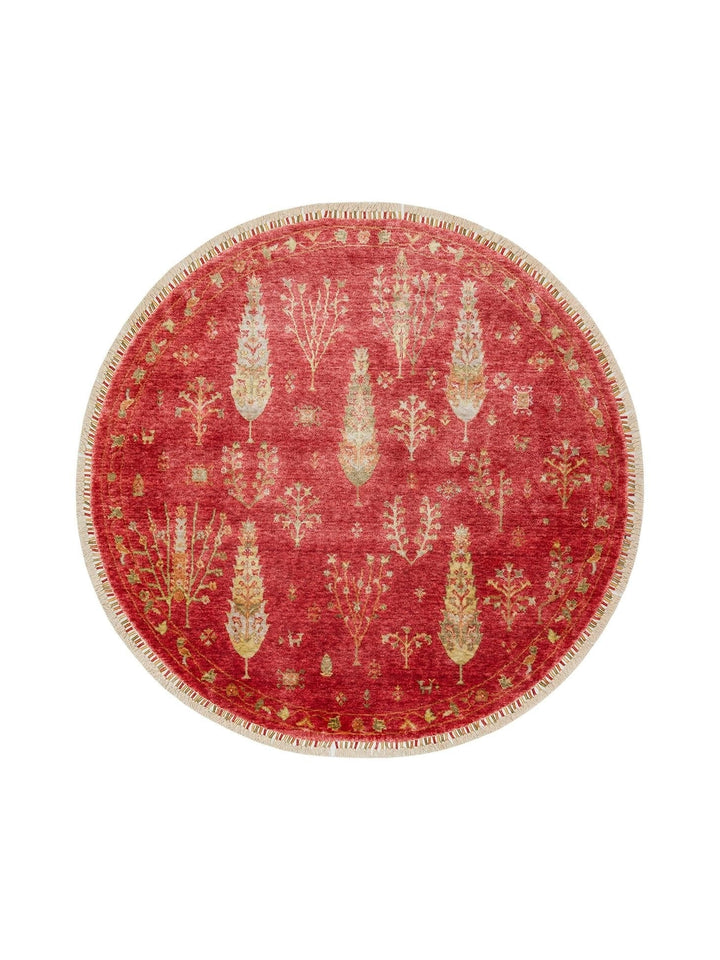 Oushak Carnaval Tapis Uşak Moderne TENCEL™ 100 % Naturel, Facile à Nettoyer, Fait Main 08 RED AUTUMN Q