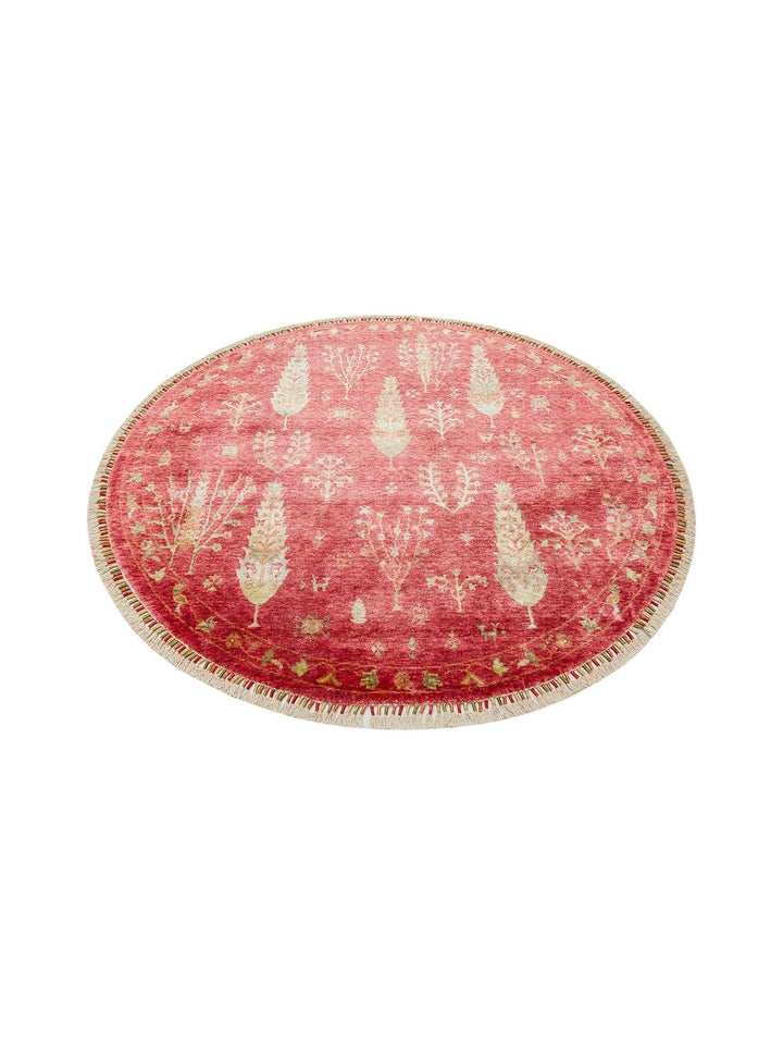 Oushak Carnaval Tapis Uşak Moderne TENCEL™ 100 % Naturel, Facile à Nettoyer, Fait Main 08 RED AUTUMN Q
