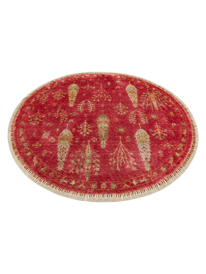 Oushak Carnaval Tapis Uşak Moderne TENCEL™ 100 % Naturel, Facile à Nettoyer, Fait Main 08 RED AUTUMN Q
