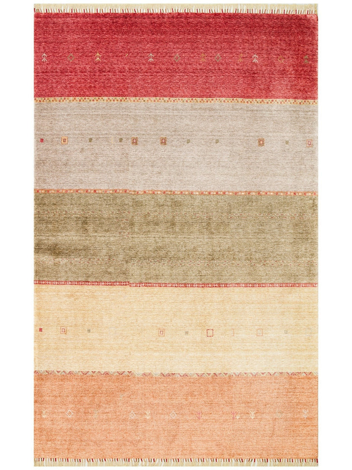 Oushak Carnaval Tapis Uşak Moderne TENCEL™ 100 % Naturel, Facile à Nettoyer, Fait Main 11 RED AUTUMN