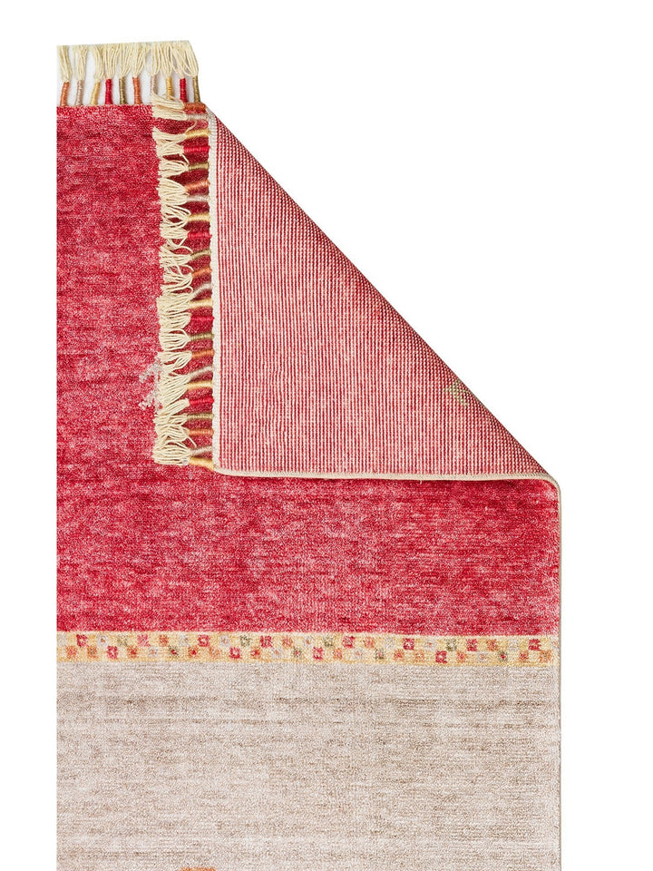Oushak Carnaval Tapis Uşak Moderne TENCEL™ 100 % Naturel, Facile à Nettoyer, Fait Main 11 RED AUTUMN