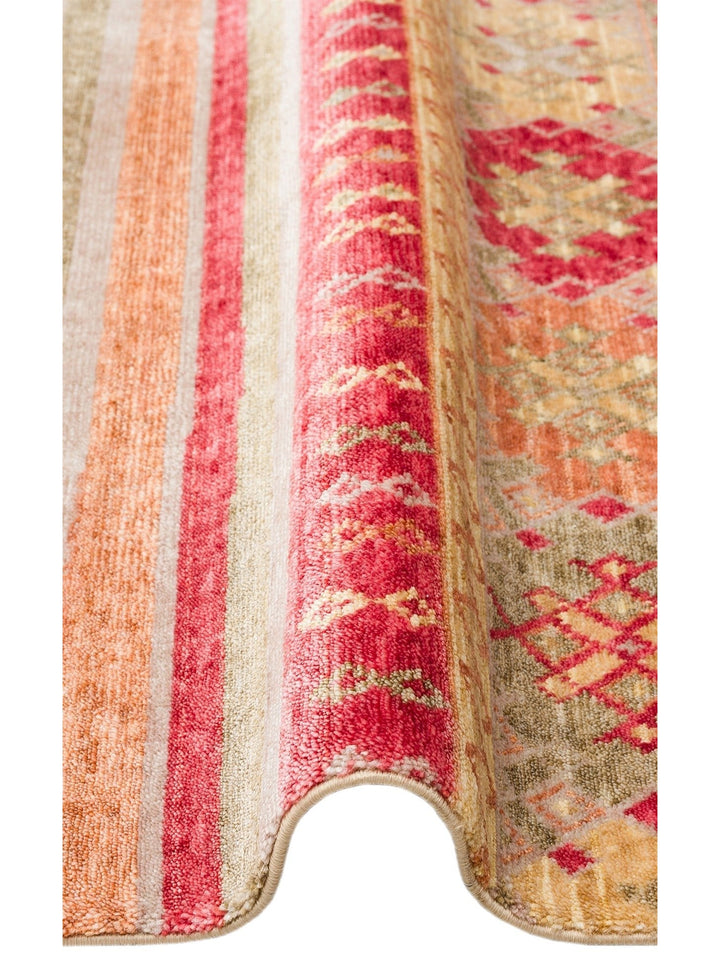 Oushak Carnaval Tapis Uşak Moderne TENCEL™ 100 % Naturel, Facile à Nettoyer, Fait Main 12 RED AUTUMN