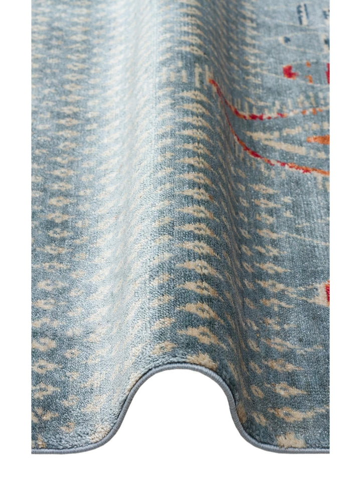 Oushak Carnaval %100 natürlich, leicht zu reinigen, handgefertigter TENCEL™ moderner Uşak-Teppich 15 AQUA MULTY