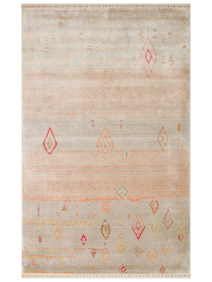 Oushak Carnaval Tapis Uşak Moderne TENCEL™ 100 % Naturel, Facile à Nettoyer, Fait Main 15 BEIGE AUTUMN