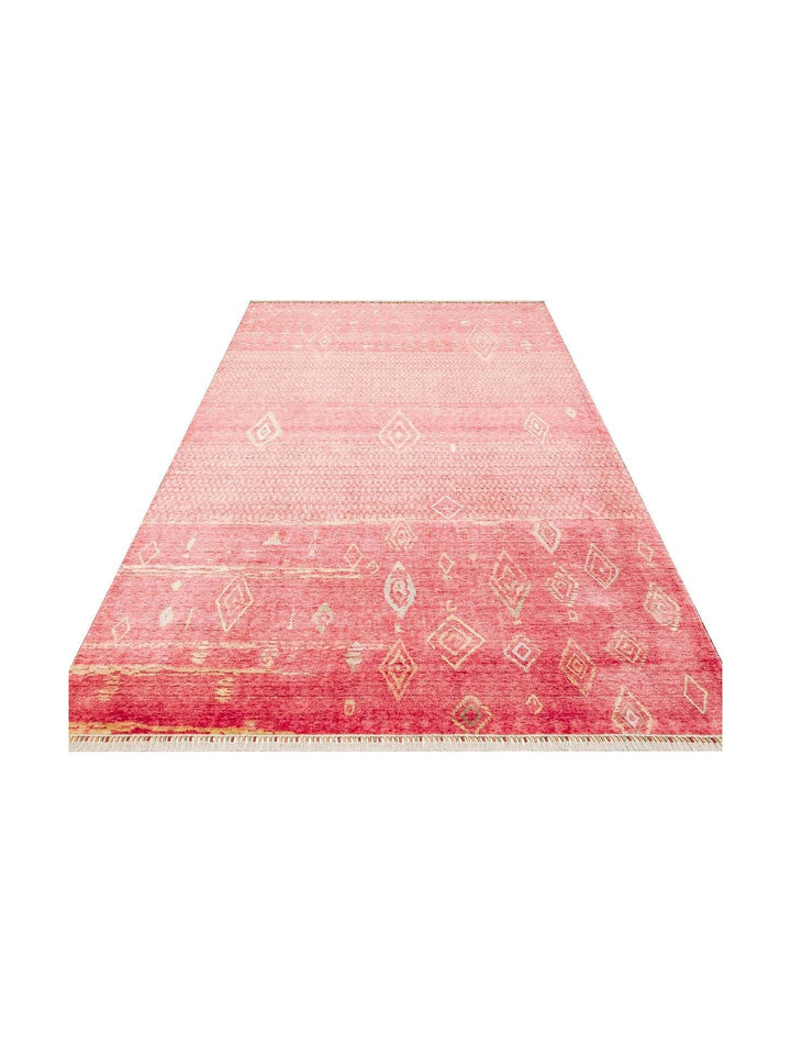 Oushak Carnaval 100 % naturel, facile à nettoyer, fabriqué à la main avec TENCEL™, tapis moderne d'Uşak ZR 15 RED AUTUMN