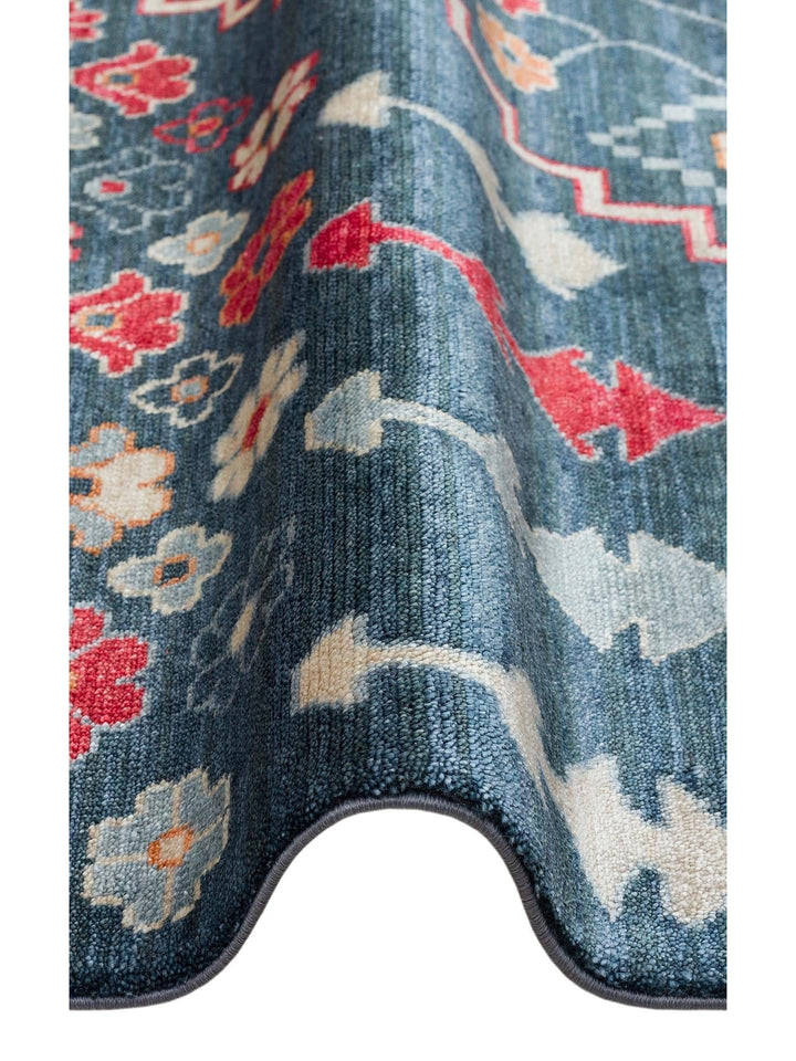 Oushak Carnaval 100 % naturel, facile à nettoyer, fabriqué à la main avec TENCEL™, tapis moderne d'Uşak 17 NAVY MULTY