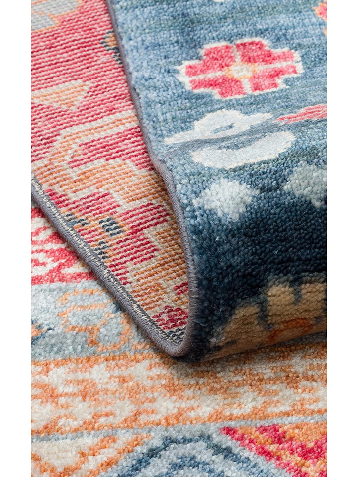 Oushak Carnaval 100 % naturel, facile à nettoyer, fabriqué à la main avec TENCEL™, tapis moderne d'Uşak 17 NAVY MULTY