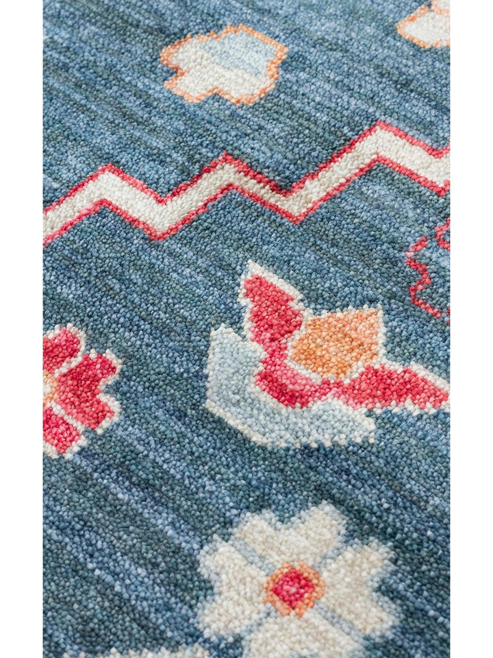 Oushak Carnaval 100 % naturel, facile à nettoyer, fabriqué à la main avec TENCEL™, tapis moderne d'Uşak 17 NAVY MULTY
