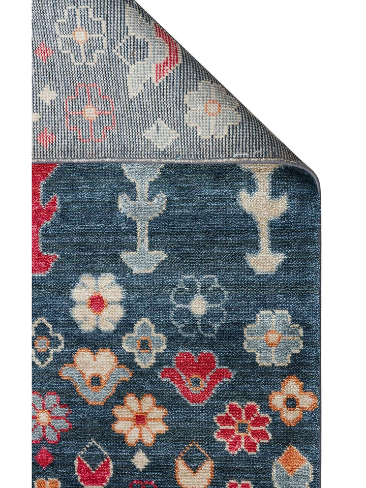 Oushak Carnaval 100 % naturel, facile à nettoyer, fabriqué à la main avec TENCEL™, tapis moderne d'Uşak 17 NAVY MULTY