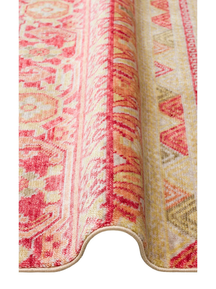 Oushak Carnaval 100 % naturel, facile à nettoyer, fabriqué à la main avec TENCEL™, tapis moderne d'Uşak 17 RED AUTUMN