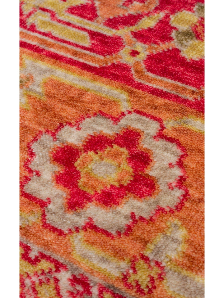 Oushak Carnaval 100 % naturel, facile à nettoyer, fabriqué à la main avec TENCEL™, tapis moderne d'Uşak 17 RED AUTUMN