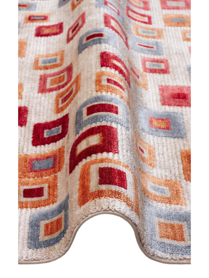 Oushak Carnaval 100 % naturel, facile à nettoyer, fabriqué à la main avec TENCEL™, tapis moderne d'Uşak 21 BEIGE MULTY