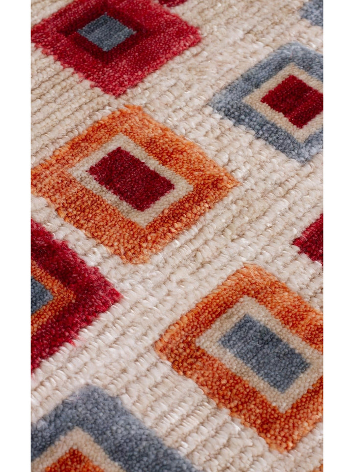 Oushak Carnaval 100 % naturel, facile à nettoyer, fabriqué à la main avec TENCEL™, tapis moderne d'Uşak 21 BEIGE MULTY