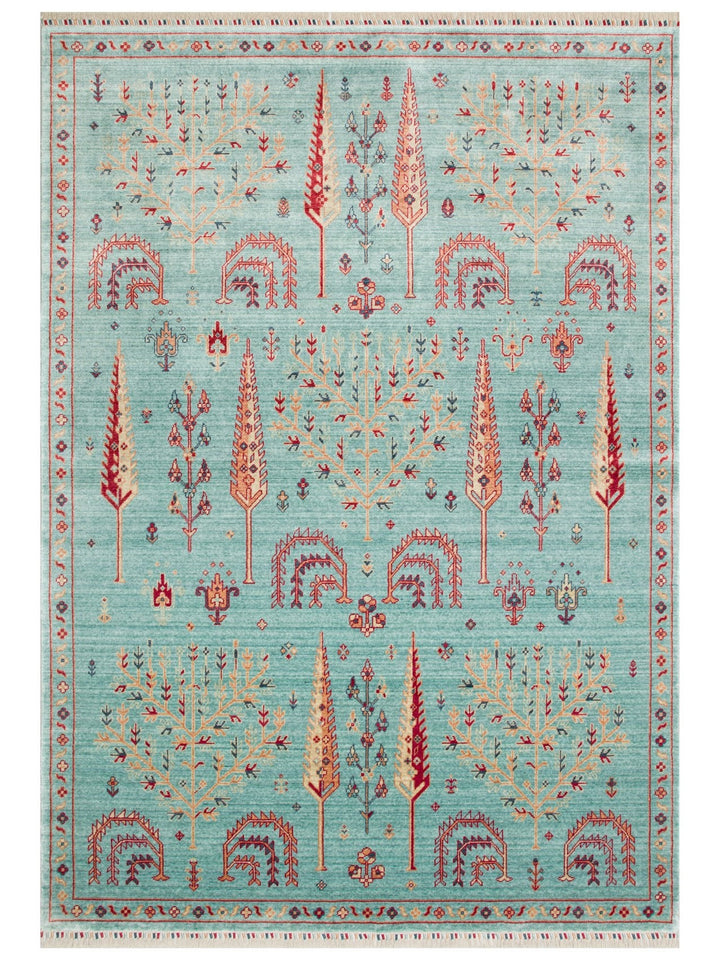 Oushak Carnaval 100% natürliche, leicht zu reinigende, handgefertigte TENCEL™ moderner Uşak-Teppich 22 TURQUOISE