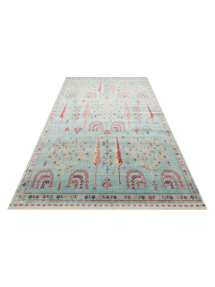 Oushak Carnaval 100% natürliche, leicht zu reinigende, handgefertigte TENCEL™ moderner Uşak-Teppich 22 TURQUOISE