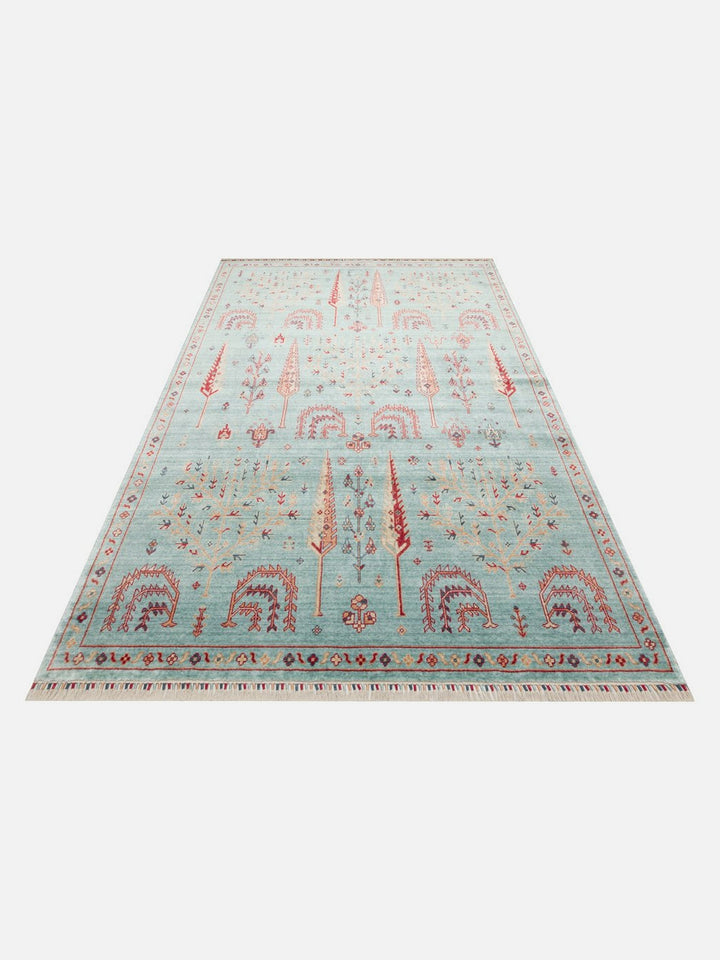 Oushak Carnaval %100 Naturel Kolay Temizlenir El Emeğiyle Üretilen TENCEL™ Modern Uşak Halısı 22 TURQUOISE - Carpetdocia