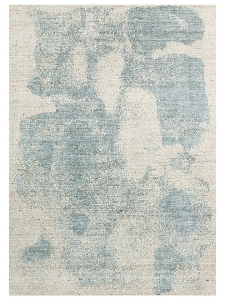 Palette Serisi %100 Naturel Yün Viskon Pamuk El Dokuma İskandinav Salon Oturma Odası Halı BEIGE BLUE - Carpetdocia - kusbakisi