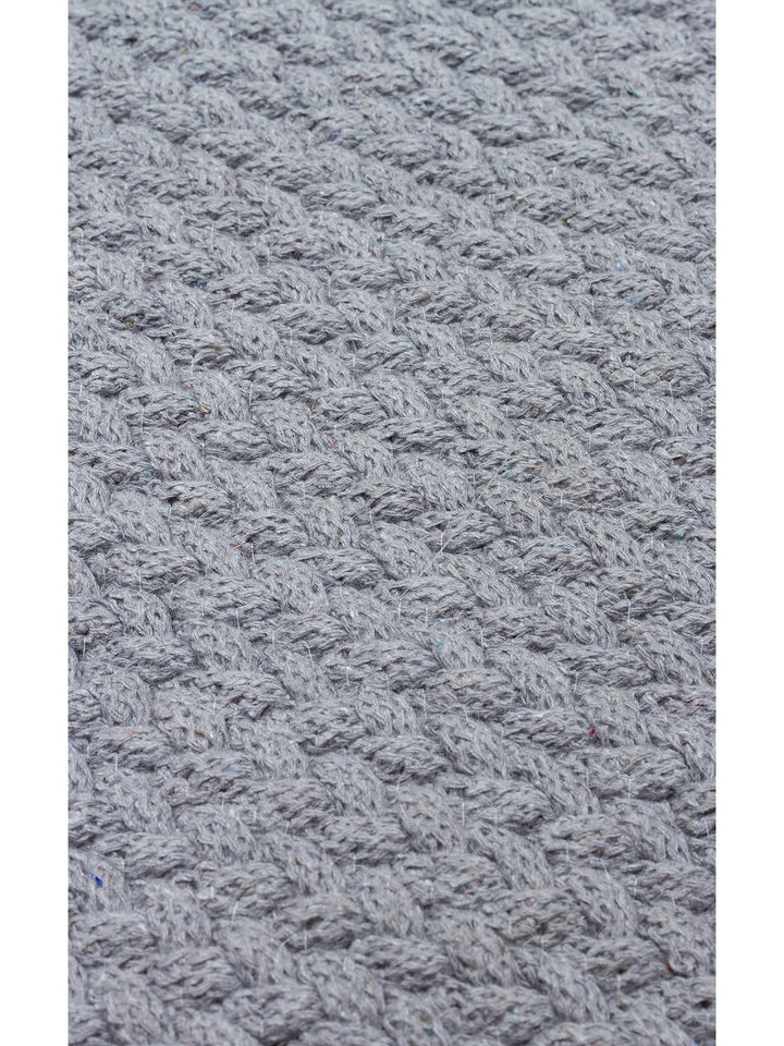 Cancun Renkli Jüt Görünümlü Hasır Örgü Halı 18 GREY - Carpetdocia