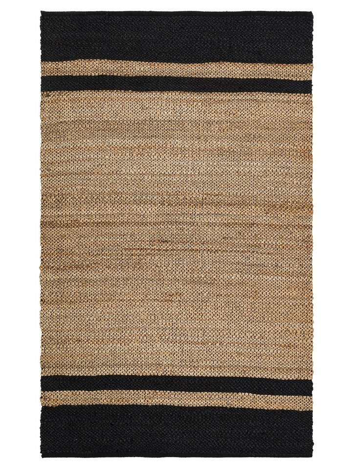 Crown Jüt %100 Naturel El Dokuma Oturma Odası Koridor Antre Mutfak Balkon Hasır Halı 07 NATURAL BLAC - Carpetdocia