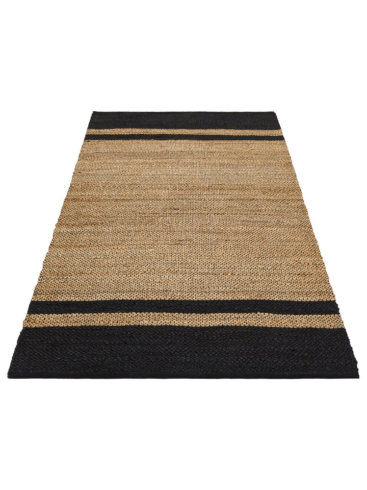 Crown Jüt %100 Naturel El Dokuma Oturma Odası Koridor Antre Mutfak Balkon Hasır Halı 07 NATURAL BLAC - Carpetdocia