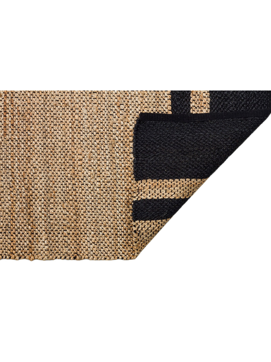 Crown Jüt %100 Naturel El Dokuma Oturma Odası Koridor Antre Mutfak Balkon Hasır Halı 07 NATURAL BLAC - Carpetdocia