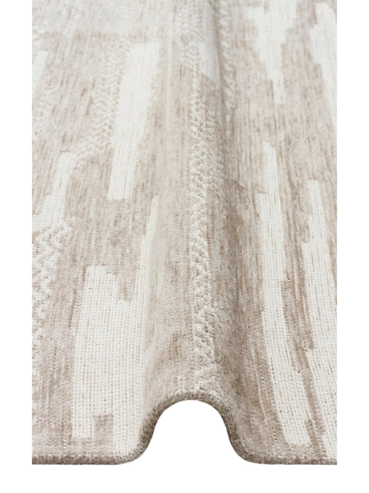 Didim Kaymaz Tabanlı Modern Oturma Odası Salon Koridor Mutfak İnce Dokuma Halı 01 CREAM - Carpetdocia