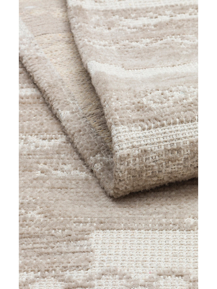 Didim Kaymaz Tabanlı Modern Oturma Odası Salon Koridor Mutfak İnce Dokuma Halı 01 CREAM - Carpetdocia