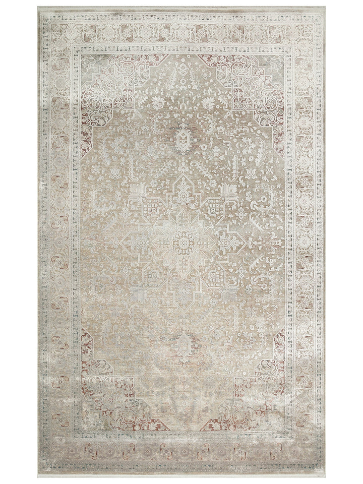 Golden Serisi %100 Naturel Yumuşak Dokulu Vintage Esintilere Sahip Sık Dokuma Salon Halısı 02 GREY - Carpetdocia