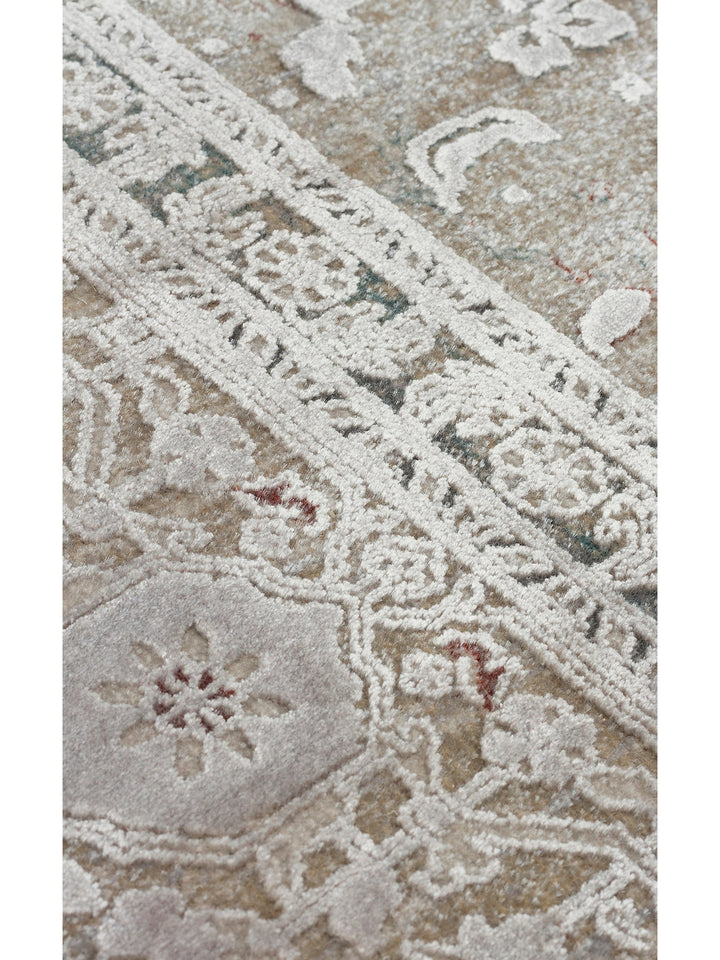 Golden Serisi %100 Naturel Yumuşak Dokulu Vintage Esintilere Sahip Sık Dokuma Salon Halısı 02 GREY - Carpetdocia