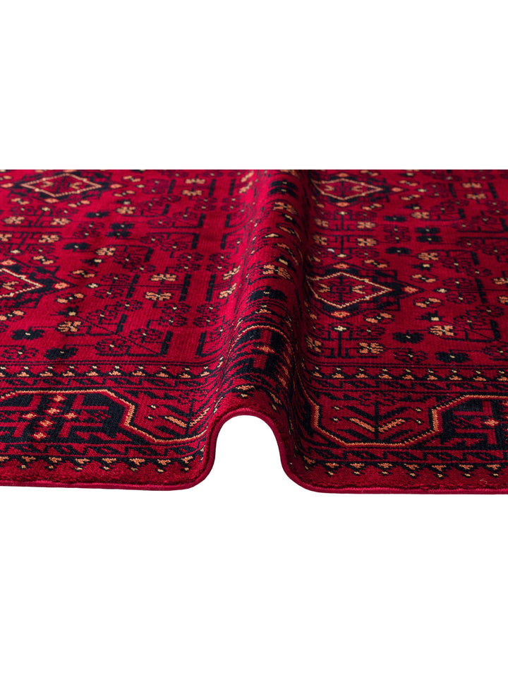 Kabil Afgan Yağcıbedir Desenli El Emeğiyle Özel Tezgahlarda Üretilen Tensel Uşak Halısı 960 RED - Carpetdocia