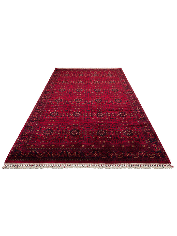 Kabil Afgan Yağcıbedir Desenli El Emeğiyle Özel Tezgahlarda Üretilen Tensel Uşak Halısı 960 RED - Carpetdocia