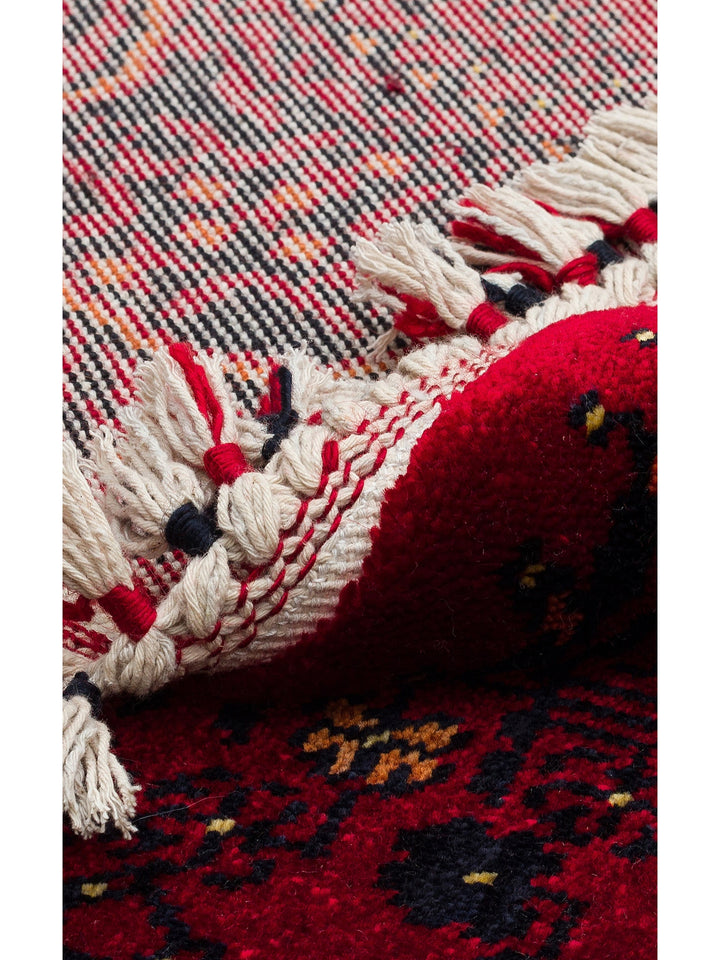 Kabil Afgan Yağcıbedir Desenli El Emeğiyle Özel Tezgahlarda Üretilen Tensel Uşak Halısı 960 RED Q - Carpetdocia