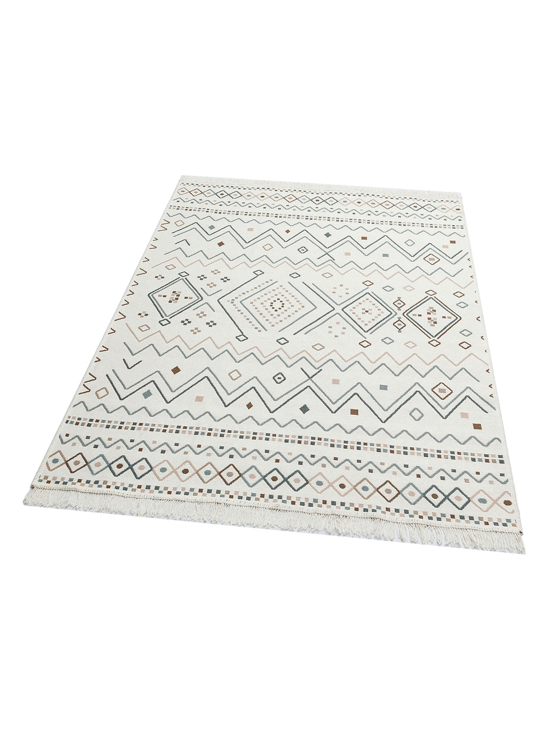 Maya %100 Naturel Pamuk Yıkanabilir Çift Taraflı Oturma Odası Mutfak Koridor Modern Kilim 05BEIGEBLU - Carpetdocia